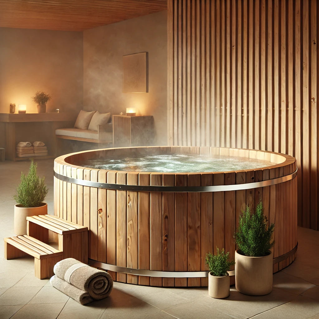 Rustic Wooden Hot Tub – Relaxation &amp; Wellness at Home
